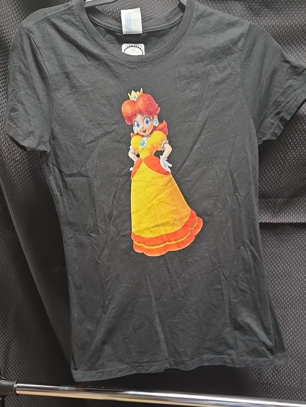 Nintendo Black Tee with Yellow & Orange Princess Daisy Graphic